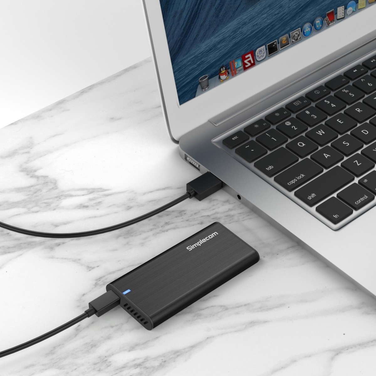 A large marketing image providing additional information about the product Simplecom SE502C SATA M.2 SSD to USB-C Enclosure USB 3.2 Gen1 5Gbps - Additional alt info not provided
